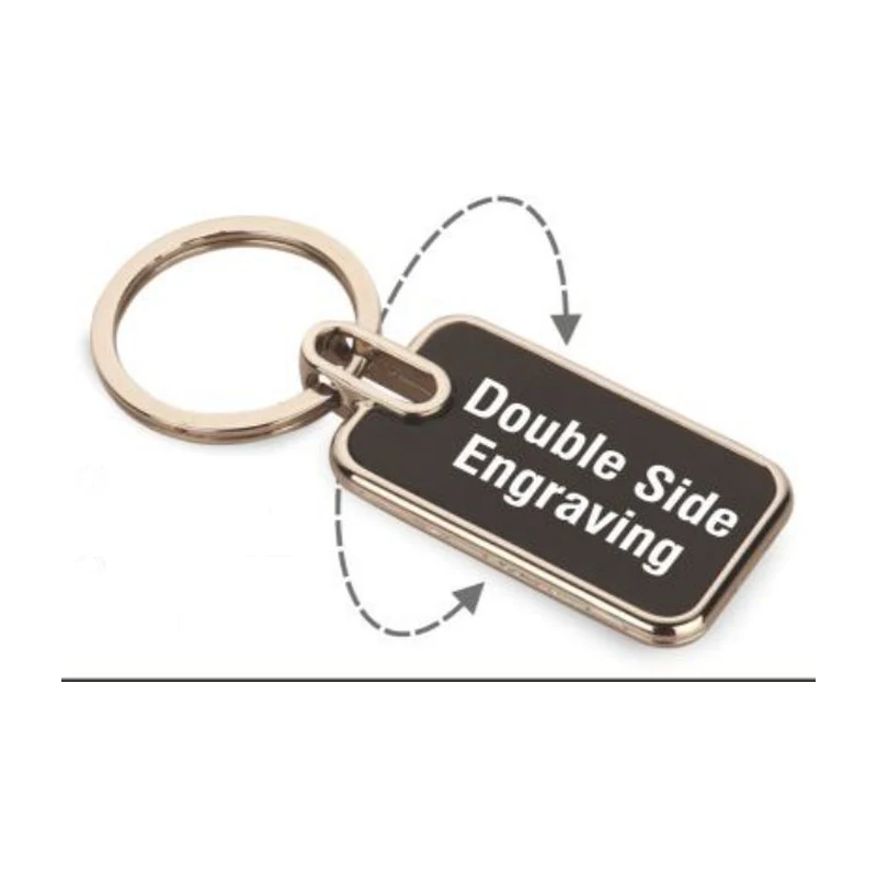 Rectangle Metal Keychain, Gunmetal Black