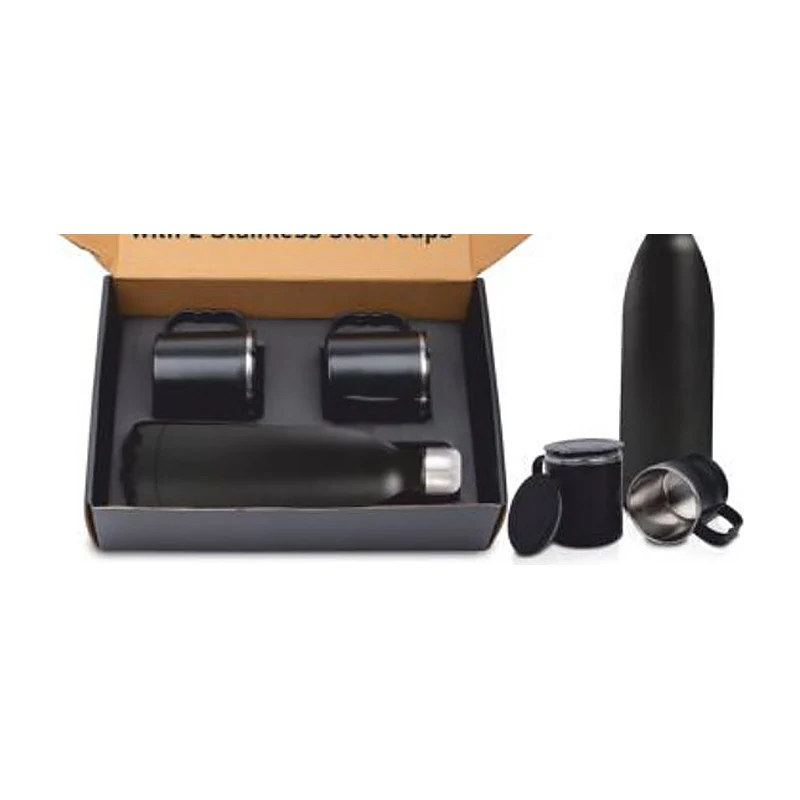 Steel Flask & Two Cups Set
