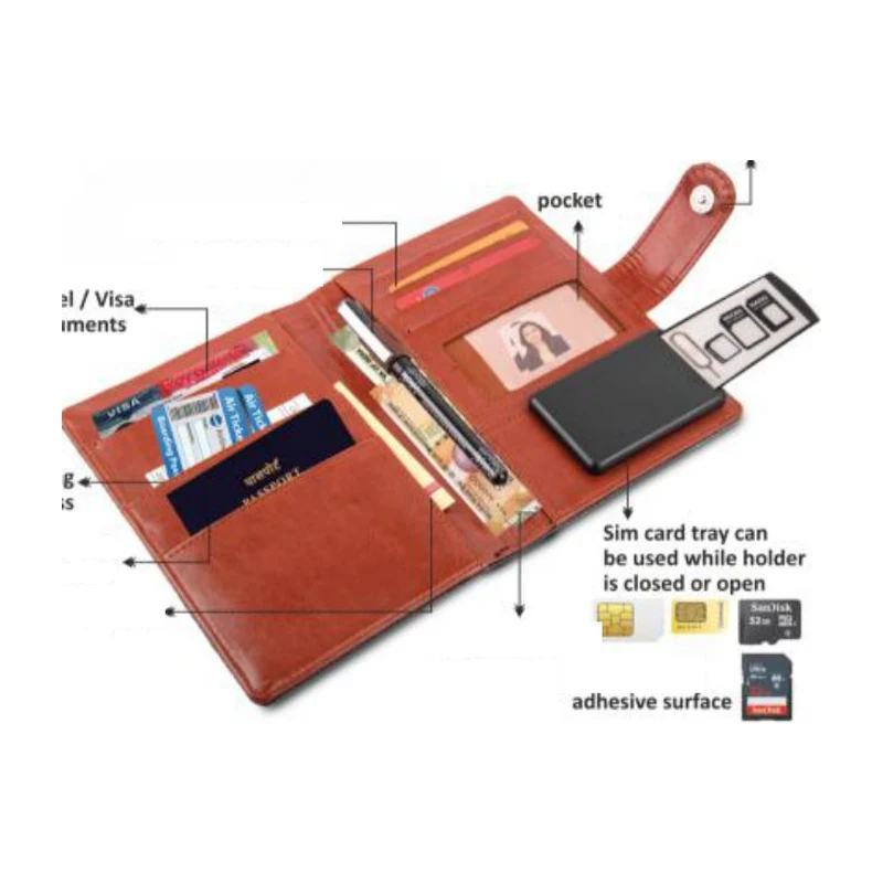 Tweed Passport Holder with SIM Safe