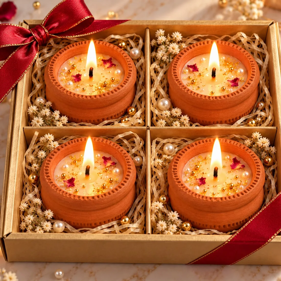 Golden Glow Diya Candle Set